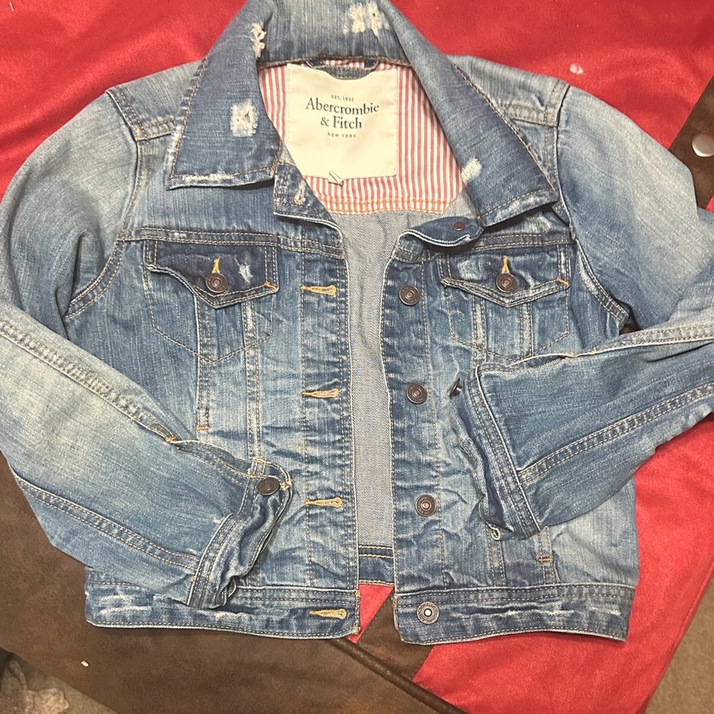 Abercrombie & Fitch Distressed Blue Denim Jacket